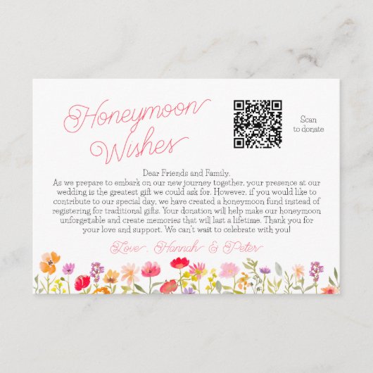 Flitterwochen wünscht Wildblumen Brautparty Begleitkarte (Vorderseite)