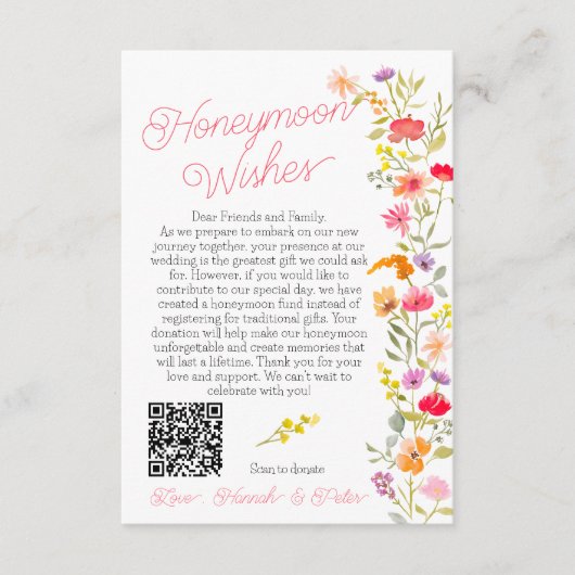 Flitterwochen wünscht Wildblumen Brautparty Begleitkarte (Vorderseite)