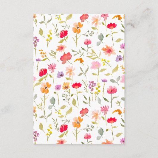 Flitterwochen wünscht Wildblumen Brautparty Begleitkarte (Rückseite)