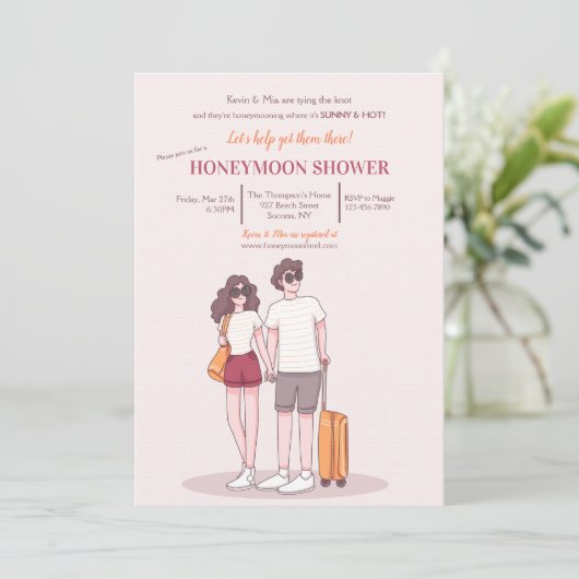 Flitterwochendusche Einladung (Stehend Vorderseite)