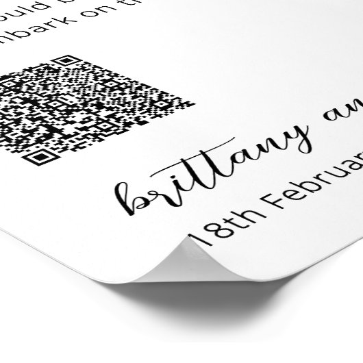 Flitterwochenfonds QR Code Wedding Poster (Ecke)