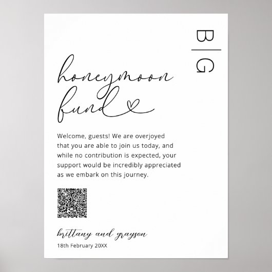 Flitterwochenfonds QR Code Wedding Poster (Vorne)