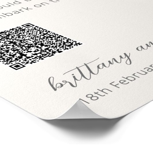 Flitterwochenfonds QR Code Wedding Poster (Ecke)