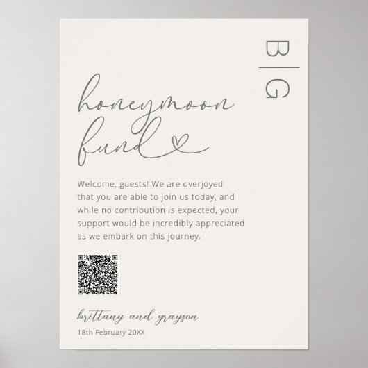 Flitterwochenfonds QR Code Wedding Poster (Vorne)
