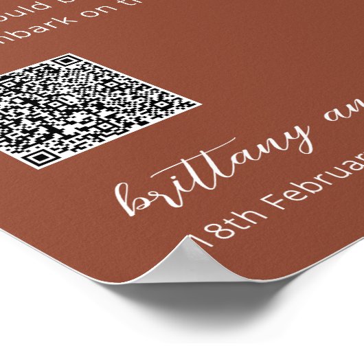Flitterwochenfonds QR Code Wedding Poster (Ecke)