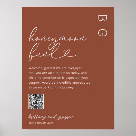 Flitterwochenfonds QR Code Wedding Poster (Vorne)