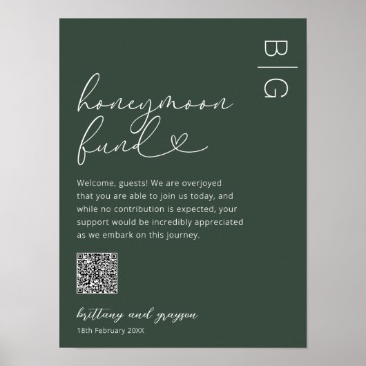 Flitterwochenfonds QR Code Wedding Poster (Vorne)