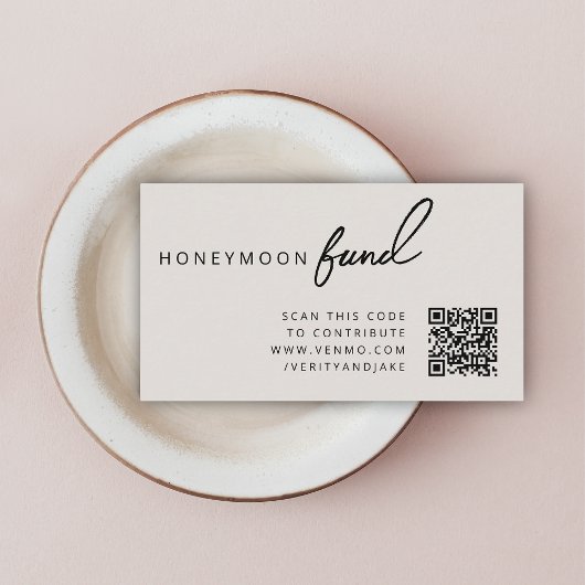 Flitterwochenfonds QR Code Wedding Registry Neutra Begleitkarte