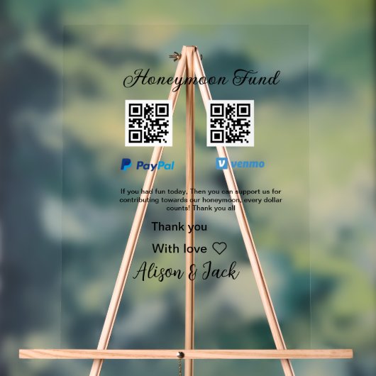 Flitterwochenfonds venomo paypal donation Q R paar Acrylschild (Neutral)