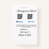 Flitterwochenfonds venomo paypal donation Q R paar Ausweis (Rückseite)