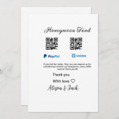 Flitterwochenfonds venomo paypal donation Q R paar Einladung (Vorne/Hinten)