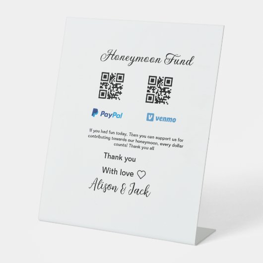 Flitterwochenfonds venomo paypal donation Q R paar Sockelschild (Vorderseite)