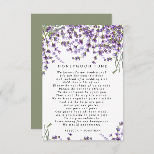 Flitterwochenkarte Begleitkarte (Vorne/Hinten)