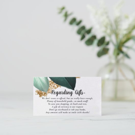 Flitterwochenkarte für Foliage Glitzer Begleitkarte (Stehend Vorderseite)