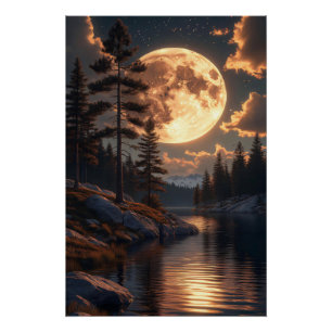Flitterwochenmond bei Dämmerung Poster
