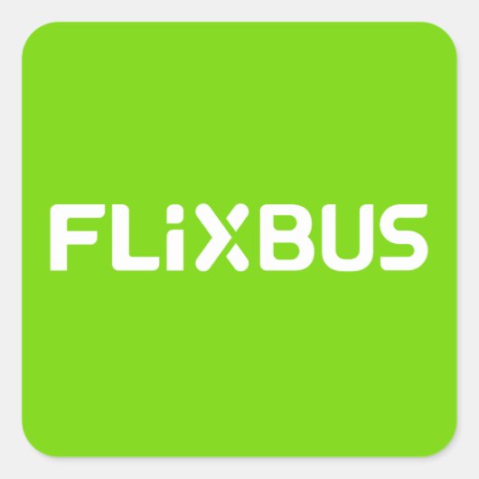 Flixbus-Sticker Quadratischer Aufkleber (Vorderseite)