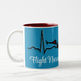 Fllight Nurse QRS & Helicopter Blue Zweifarbige Tasse