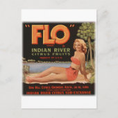 Flo Orange Vintag Postkarte (Vorderseite)