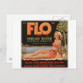 Flo Orange Vintag Postkarte (Vorne/Hinten)