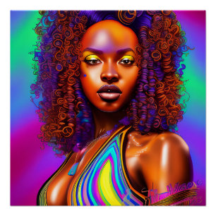 Flo Queen Rainbow Niedlich Black Melanin Afro Poster