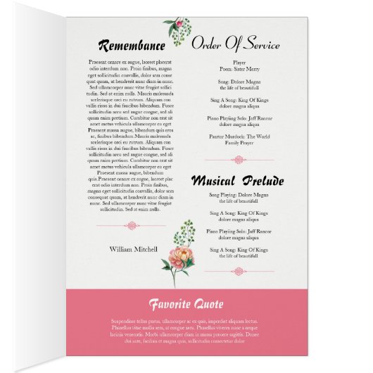 Floal Funeral Program Template (Innen (Rechts))