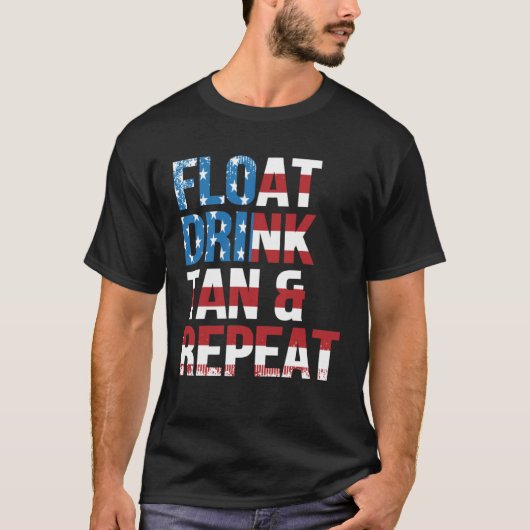 Float Drink Tan Repeat Summer Beach Vacation Vinta T-Shirt (Vorderseite)