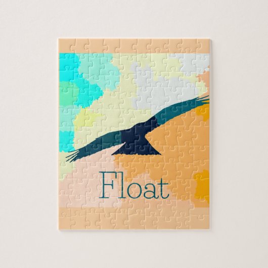 "Float" Ein stilisierter Vogel, der über Aquarellf Puzzle (Vertikal)