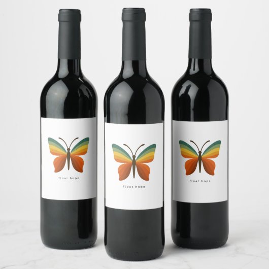 Float Hope Rainbow Butterfly Food & Beverage Label Weinetikett (Flaschen)