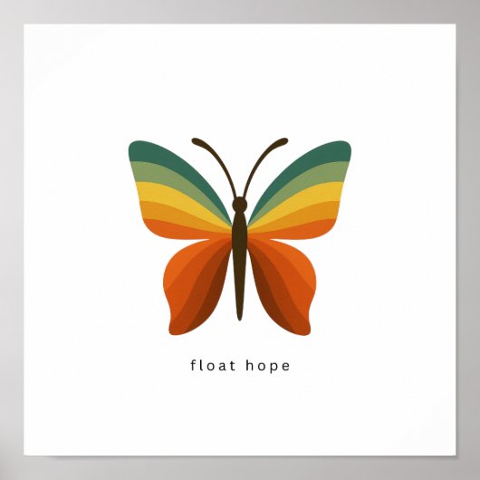 Float Hope Retro Rainbow Butterfly 12x12 Poster (Vorne)