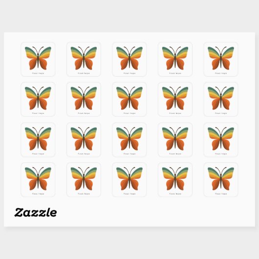 Float Hope Retro Rainbow Butterfly Square Sticker (Blatt)
