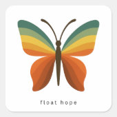 Float Hope Retro Rainbow Butterfly Square Sticker (Vorderseite)