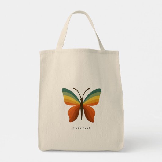 Float Hope Retro Rainbow Butterfly Tote Tragetasche (Rückseite)