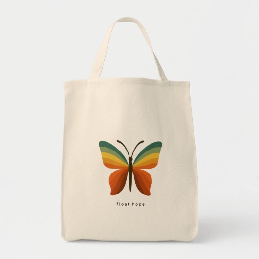 Float Hope Retro Regenbogen Schmetterling Tote Tragetasche (Vorne)
