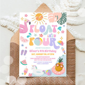 Float Into Four Pool Party Summer 4th Birthday Einladung