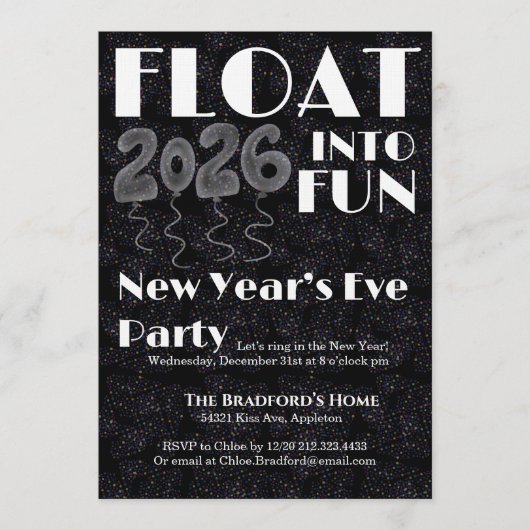 Float into Fun New Year’s Eve Invitation Einladung (Vorderseite)
