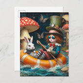Float Trip Alice White Rabbit enauskausale Collage Postkarte (Vorne/Hinten)