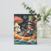 Float Trip Alice White Rabbit enauskausale Collage Postkarte (Stehend Vorderseite)