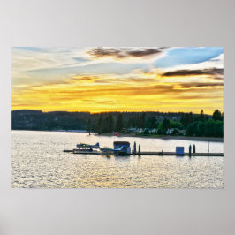 Floatflugzeuge auf dem Coeur d'Alene-See in Idaho Poster