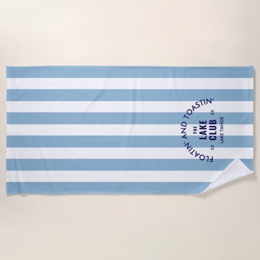 Floatin' and Toastin' Der Club Blue Strip Strandtuch (Vorderseite)