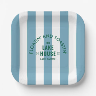 Floatin' Und Toastin' Das Lake House Blue Stripe Pappteller