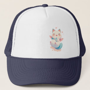 Floating Angel Cat - Whimsical Pastel Fantasy Art Truckerkappe