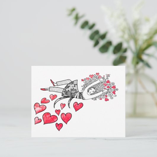 Floating auf Liebe Postkarte (Stehend Vorderseite)