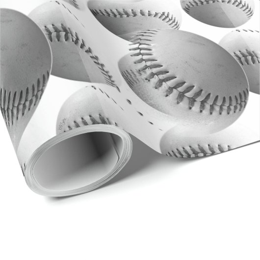 Floating Baseballs (schwarz und weiß) Geschenkpapier (Rolleneckpunkt)