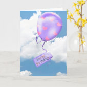 Floating Birthday Balloon Karte (Gelbe Blume)