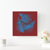 Floating Blue Fragments Quadratische Wanduhr (Zuhause)