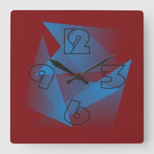Floating Blue Fragments Quadratische Wanduhr