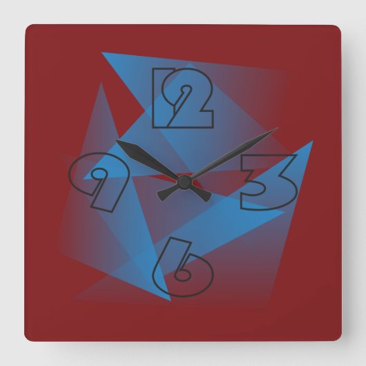 Floating Blue Fragments Quadratische Wanduhr (Vorderseite)
