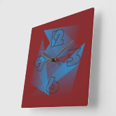Floating Blue Fragments Quadratische Wanduhr (Winkel)