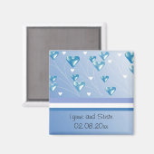Floating Blue Hearts Save the Date Magnet (Vorderseite/Rückseite)