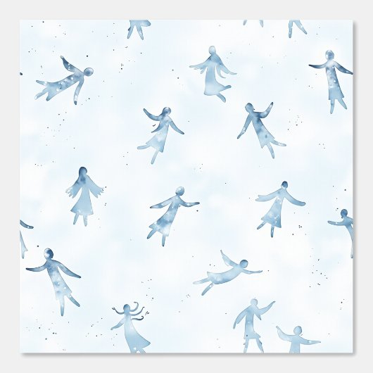 Floating Blue Watercolor Figures Tapete (Vorderseite)